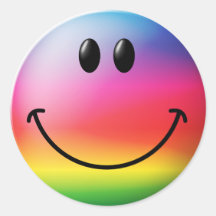 Regenbogen-Smiley Runder Sticker