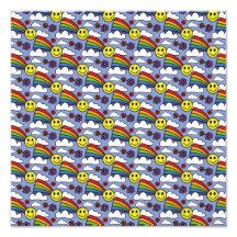 Regenbogen-Smiley und Blumenhippie-Muster Foto