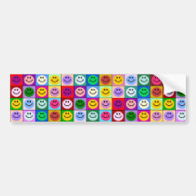 Regenbogen-Smileyquadrate Auto Sticker