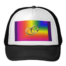 Regenbogen-Stolz mit Goldhochzeits-Bändern Trucker Mütze