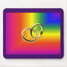 Regenbogen-Stolz mit Goldhochzeits-Bändern Mousepads