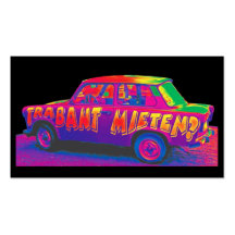 Regenbogen-Trabant-Auto, schwarze Rückseite Visitenkarten Vorlagen