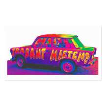 Regenbogen-Trabant-Auto, Weiß-Rückseite Visitenkartenvorlagen