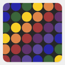 Regenbogen-Tupfen auf Schwarzem Sticker