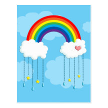 Regenbogen und Wolken, die Sterne regnen Postkarten