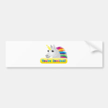 Regenbogen Unicorn-Party laden auf Blau ein, das S Autoaufkleber