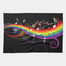 Regenbogen-Weiß-Musiknoten Handtücher