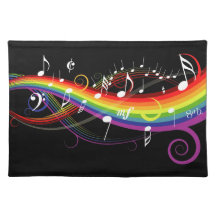 Regenbogen-Weiß-Musiknoten Tisch Sets
