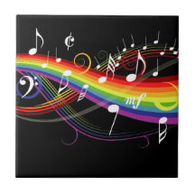 Regenbogen-weiße Musik merkt Fliese