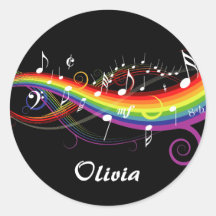 Regenbogen-weiße Musiknoten-Aufkleber