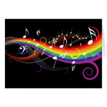 Regenbogen-weiße Musiknoten-Karte