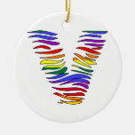 Regenbogenzebra-Initialen V Weihnachtsornament