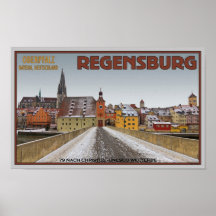 Regensburg - Ansicht von Steinerne Brücke Posterdrucke