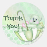 Regenschirm-Bärn-Minzen-Baby danken Ihnen Runder Sticker