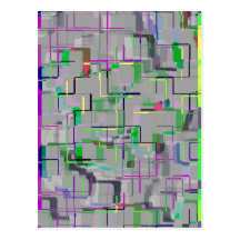 "Reise zum Zoo" geometrische Kunst Postkarte
