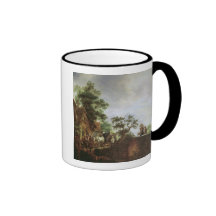 Reisende durch ein Gasthaus (Öl auf Leinwand) Tee Haferl
