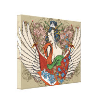reizende japanische Geishamädchen-Engelsvektorkuns Galerie Faltleinwand