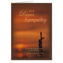 Religiöses Kreuz und Sonnenuntergang des Beileids- Grußkarten