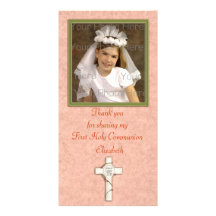 Religiöses Pfirsich-Weiß-Kreuz Individuelle Photo Karte