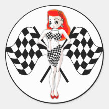 Rennen-Flaggen Peggy Pitstop Runder Sticker