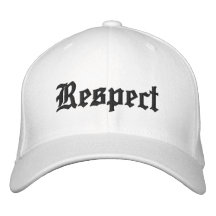 Respekthut im Weiß mit schwarzen Buchstaben Bestickte Baseballmütze