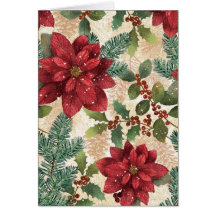 Retro 50er Weihnachtspoinsettia-Gruß-Karte