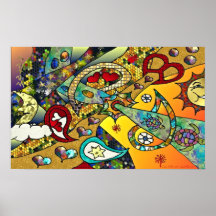 Retro 60er psychedelischer Zyklus des Leben-Druck-
