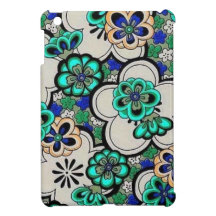 Retro abstraktes Blume aquamarines blaues iPad Min