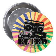 Retro Art-Ghettoblaster und -kassetten Button