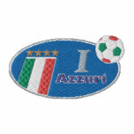 Retro Azzurri blaues Logo mit italienischer Flagge Besticktes Kapuzenpulli