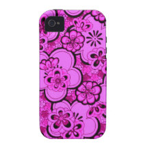 Retro Blumen-abstrakte magentarote rosa Case-Mate iPhone 4 Hüllen