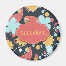 Retro Blumen - addieren Sie einen Namen - Magnete