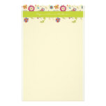Retro Blumen · Grün · Briefpapier Bedrucktes Papier