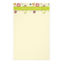 Retro Blumen · Grün · Briefpapier Bedrucktes Papier