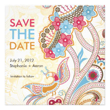Retro Blumen Save the Date Individuelle Einladungskarte