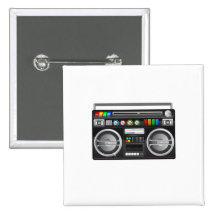 Retro boombox Getto-Bläsergraphik Buttons
