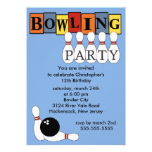 Retro Bowlings-Geburtstags-Party Einladung