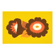 Retro Brown-Blumen Bedrucktes Büropapier