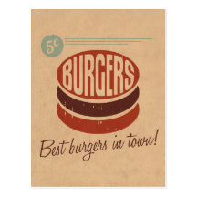 Retro Burger Postkarte