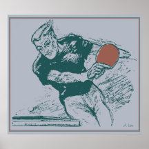 Retro Dreißigerjahre, die Tischtennis zeichnen Plakat