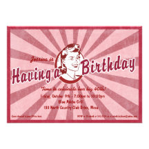 Retro Einladung wow Birhday - magentarotes Rot