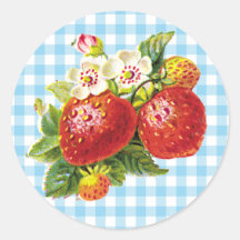 Retro Erdbeere Runde Aufkleber