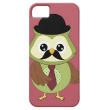 Retro Eule mit Hut, Krawatte und dem Schnurrbart iPhone 5 Cover