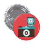 Retro Flair-Knopf der Spielzeug-Kamera-(Brown/Blau Anstecknadelbuttons