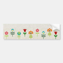 Retro folk flower pattern bumper sticker