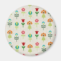 Retro folk flower pattern fridge magnet