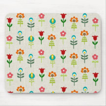 Retro folk flower pattern mousepad