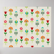 Retro folk flower pattern print