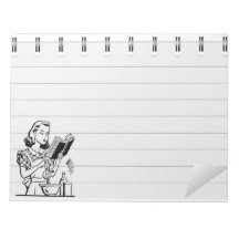 Retro Frau mit Kochbuch Memo Notiz Pad
