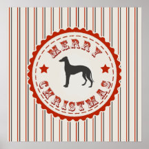 Retro frohe Weihnacht-Windhund-Hund Plakat